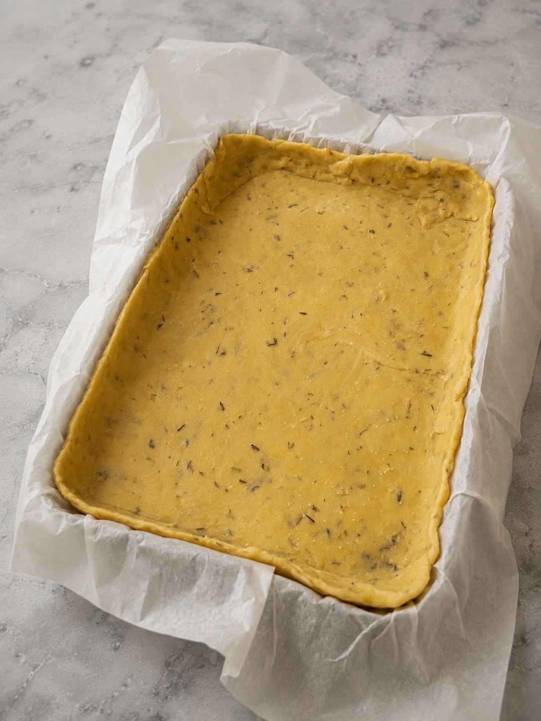 Masa quebrada saludable sin mantequilla preparada con aceite